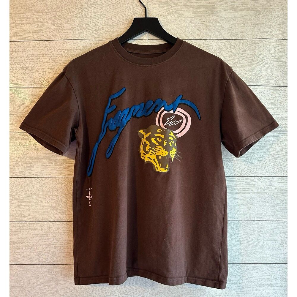Travis Scott Cactus Jack for Fragment Icons Brown T-Shirt Size Medium